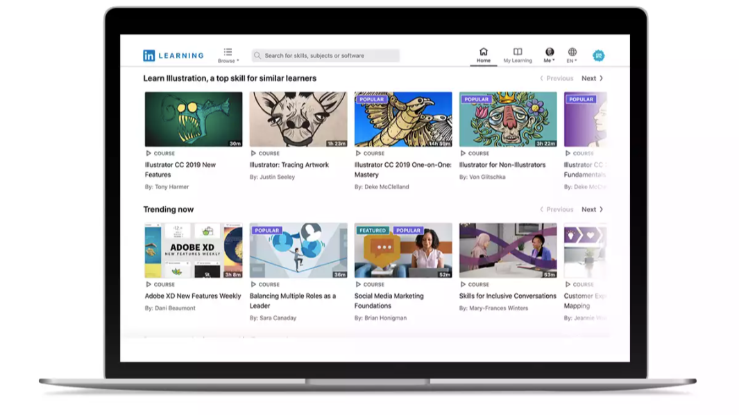 Laptop screen showing LinkedIn.