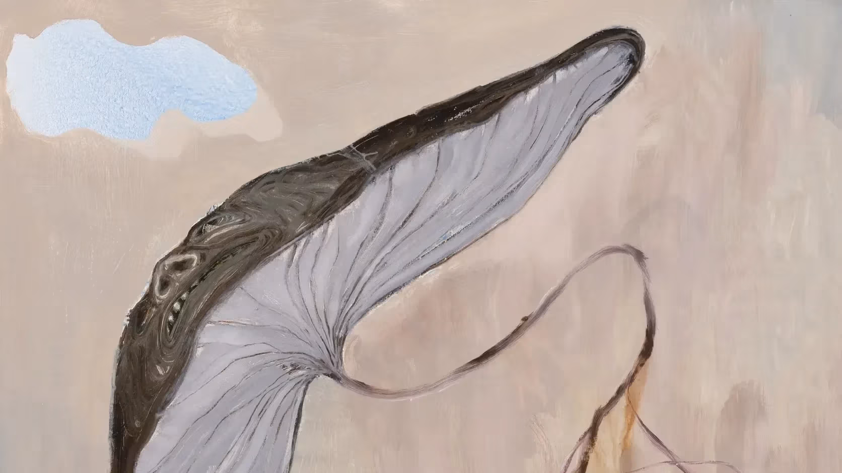 Painting of a mushroom with a face.