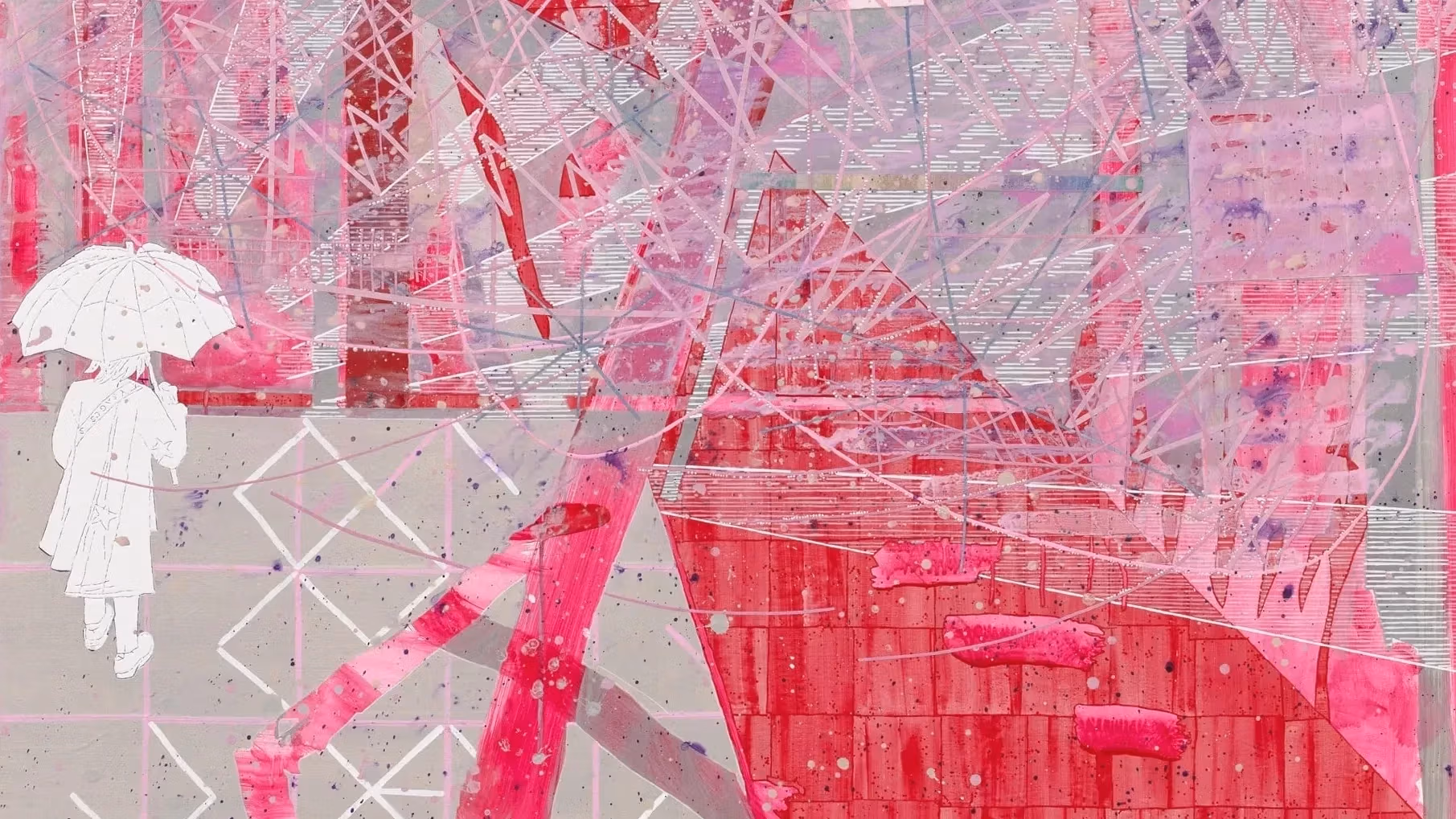 Chie Fueki, Petal Storm (Okasan) 2023 Acrylic and colored pencil on mulberry paper on wood, 60 x 48 in Courtesy of DC Moore Gallery