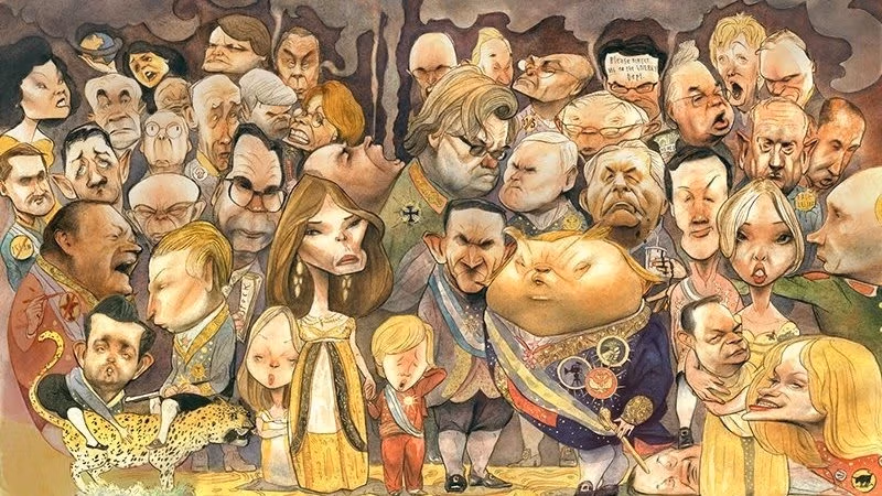 A "family portrait" painting of Donald Trump and his coterie of friends, family, and advisors.