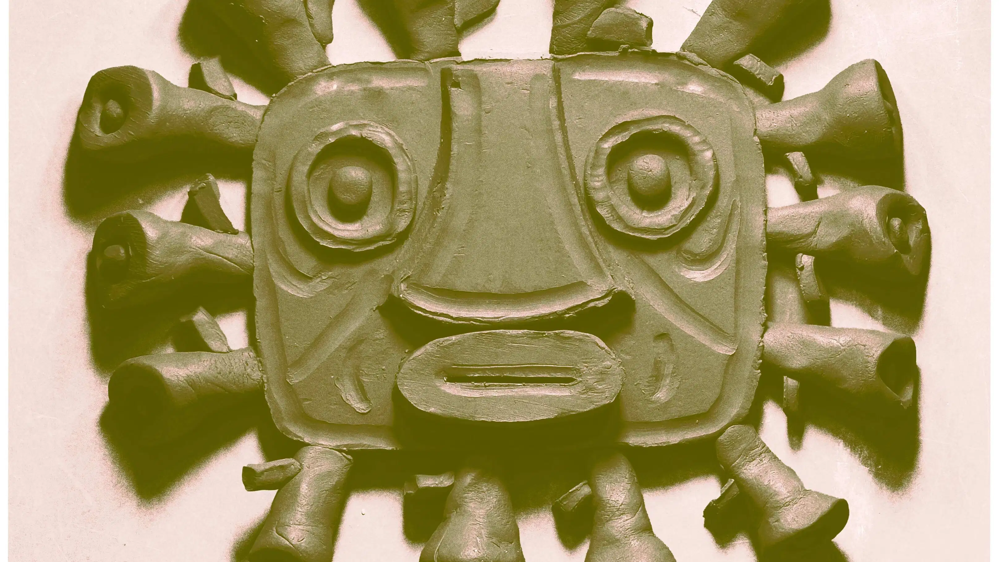 Poster for event, with clay face