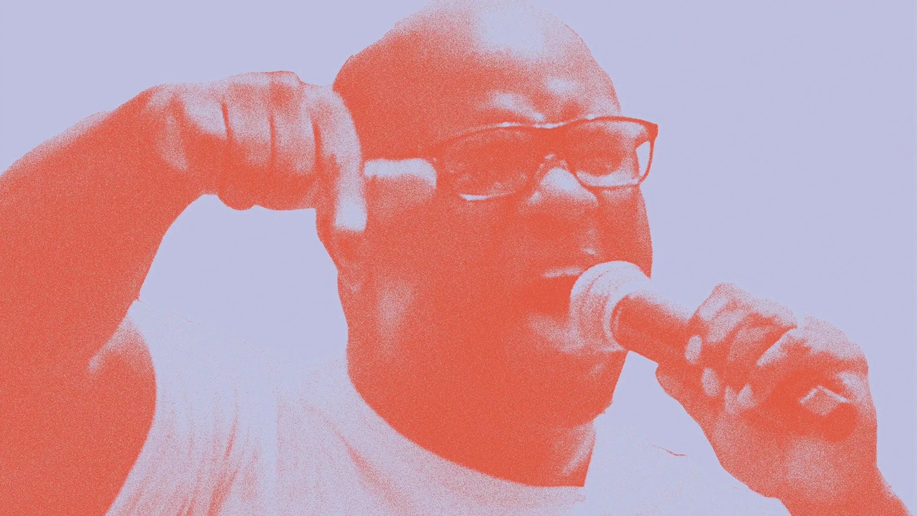 Event poster, Jamaal Bowman with microphone