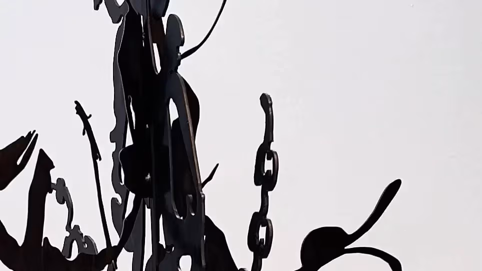 Details of a black sculptural shape