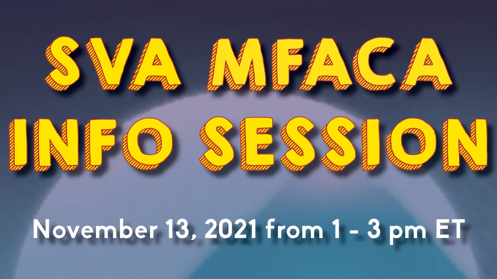 Image with details of the SVA MFA Computer Arts Info Session with headshots of presenters (Claudia Tay [Student & Artist], Gonzalo Janer [Alumnus & Animator], Adam Meyers [Faculty & Motion Designer])