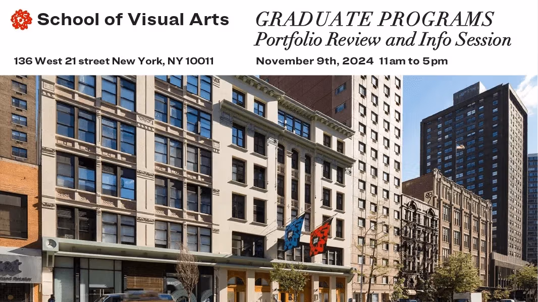 Flyer with photo of SVA building with event information
