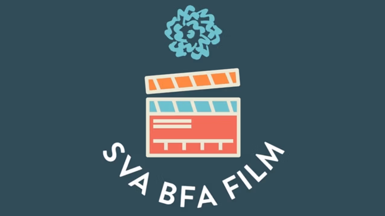 Logo for the BFA Film Department shows flower logo above film slate with text "SVA BFA FILM" underneath.