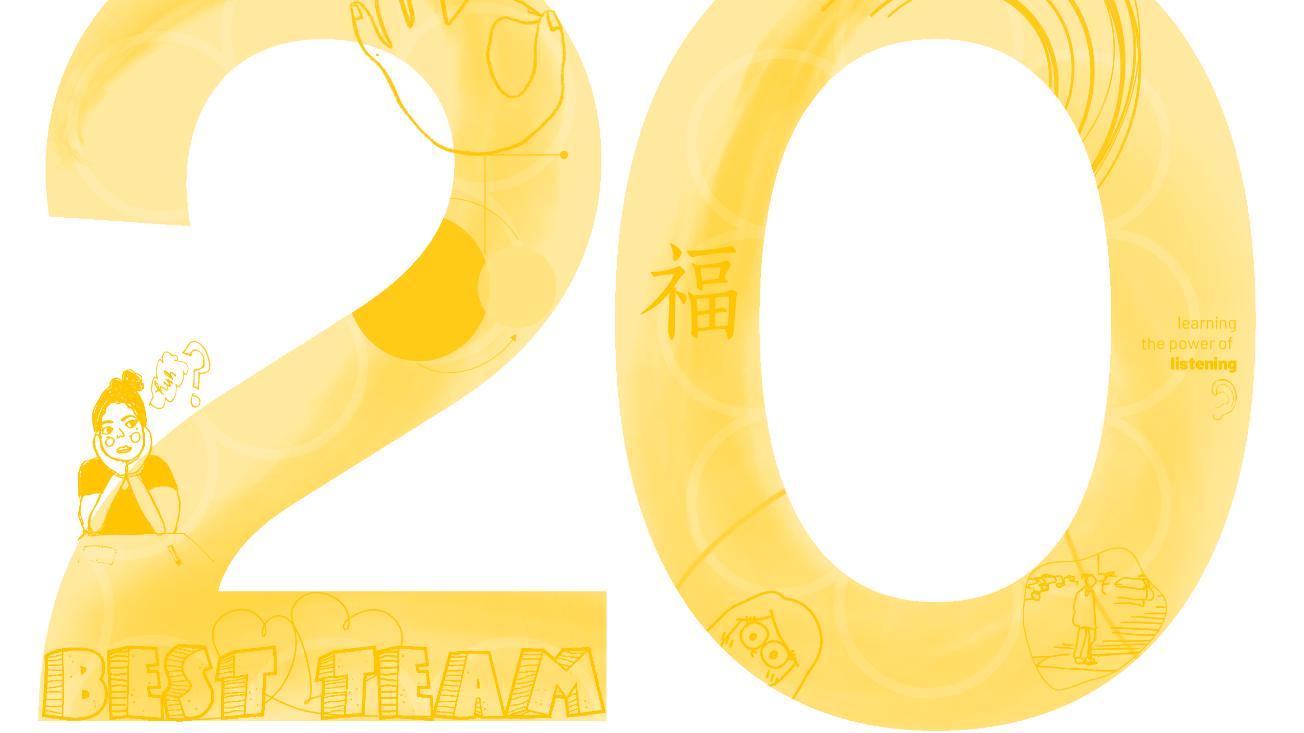 the number 20 and the reflection of the number 20 underneath, written in yellow