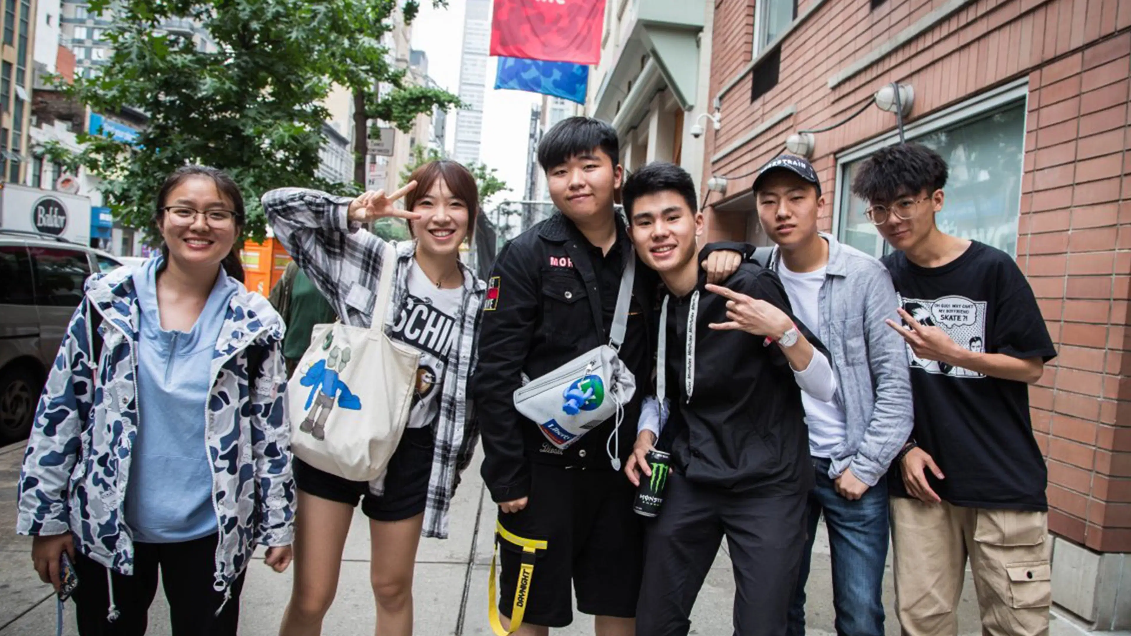 Group of students posing in front of the SVA main building.