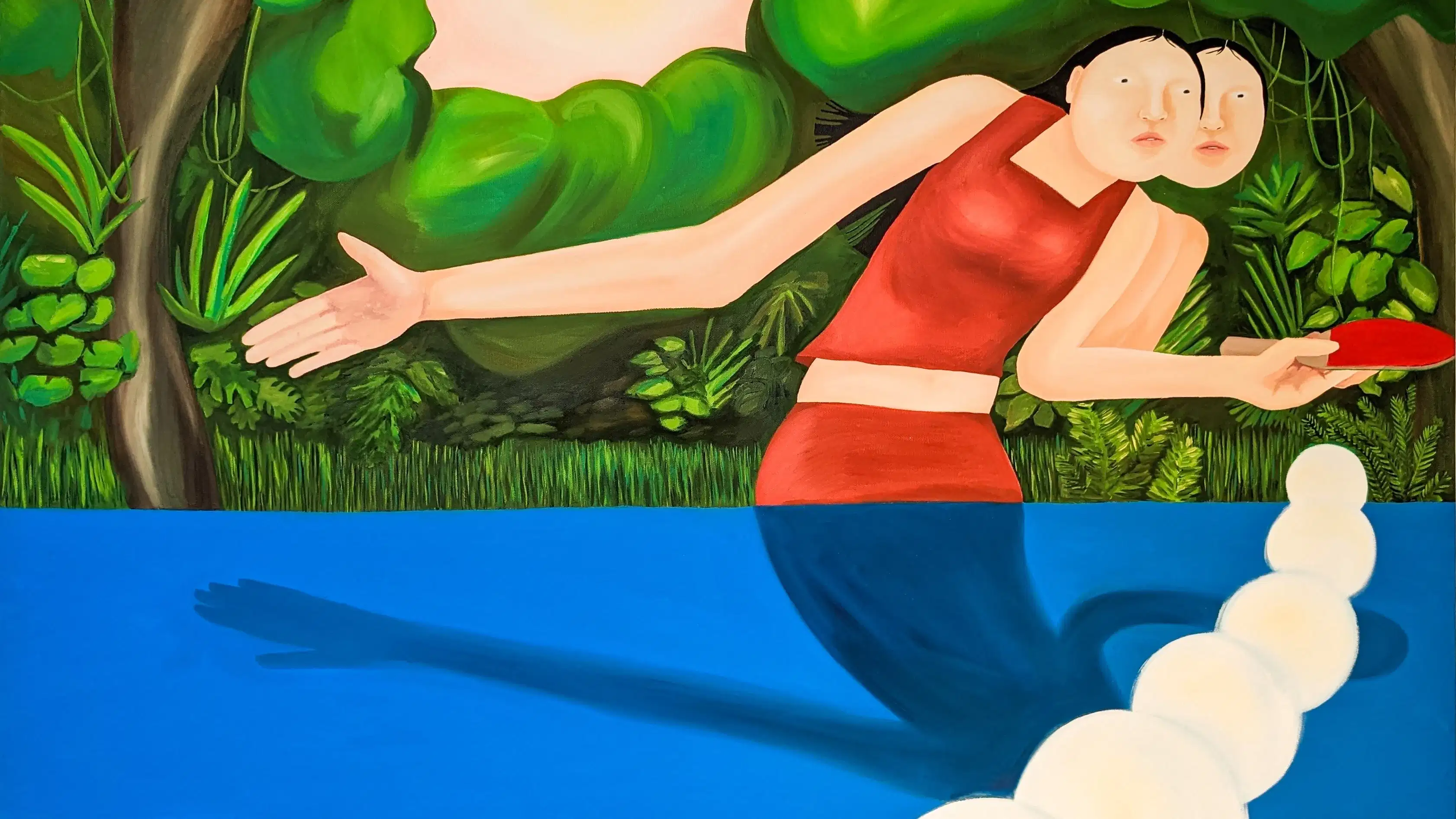 painting of figure playing ping pong