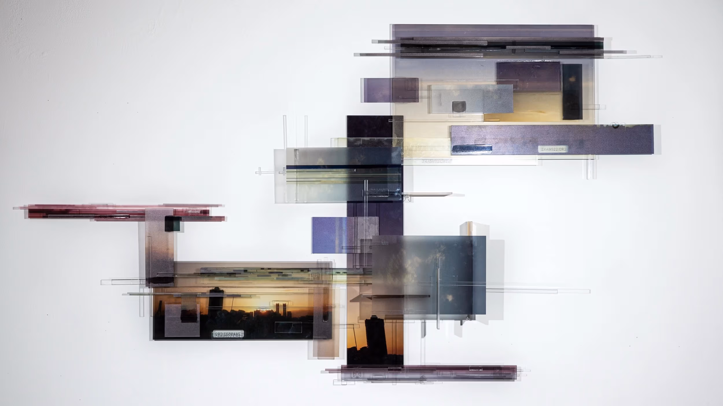 plexi glass sculpture installation of city scape