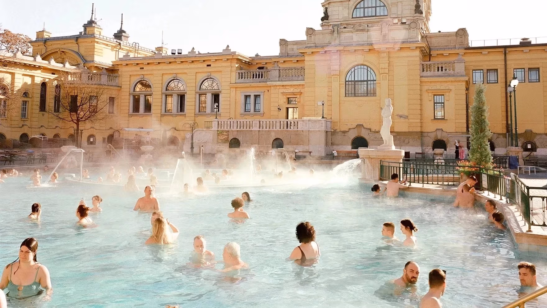 A people resting in the spa area on a sunny daylight
