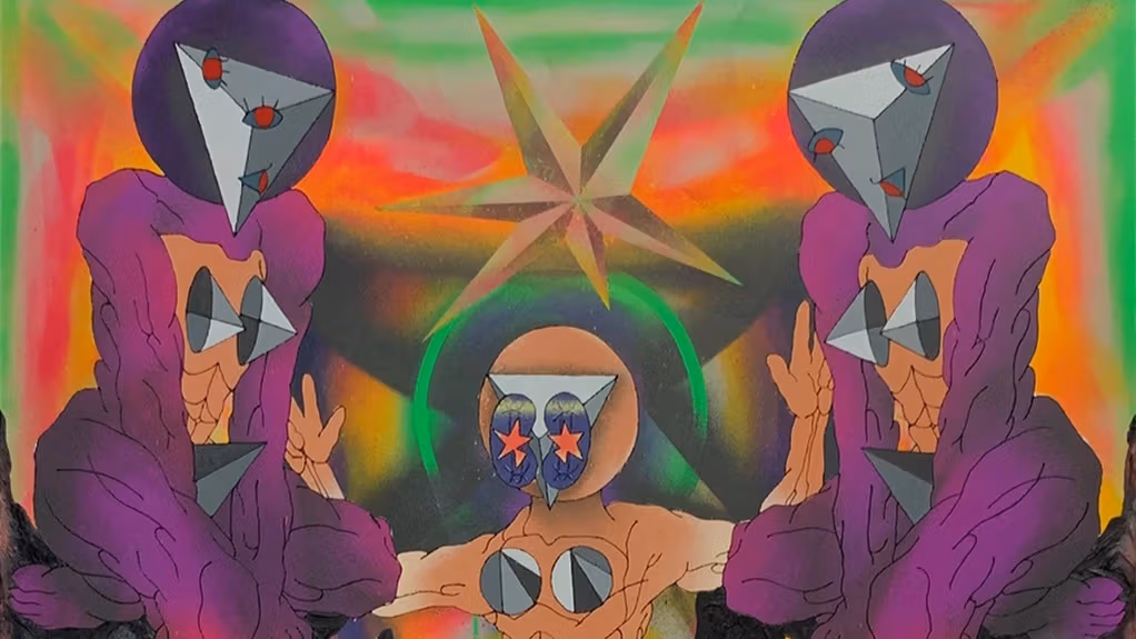 painting of three abstract figures