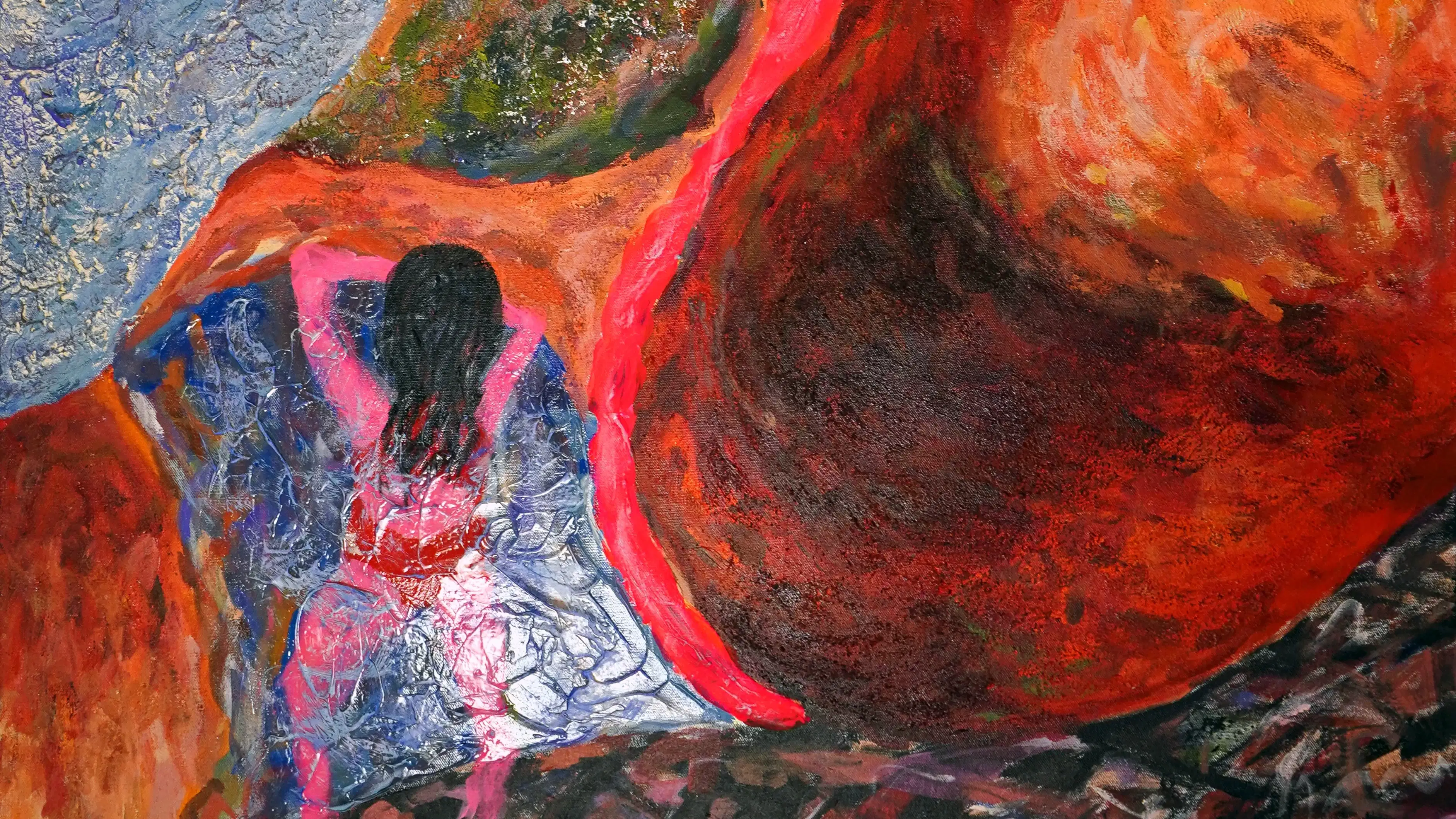 abstract painting with figure