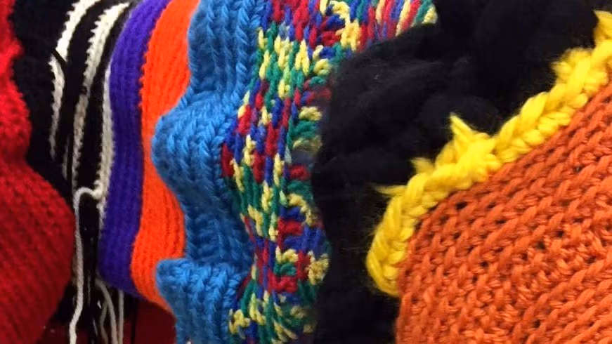 Work made from colorful yarn.