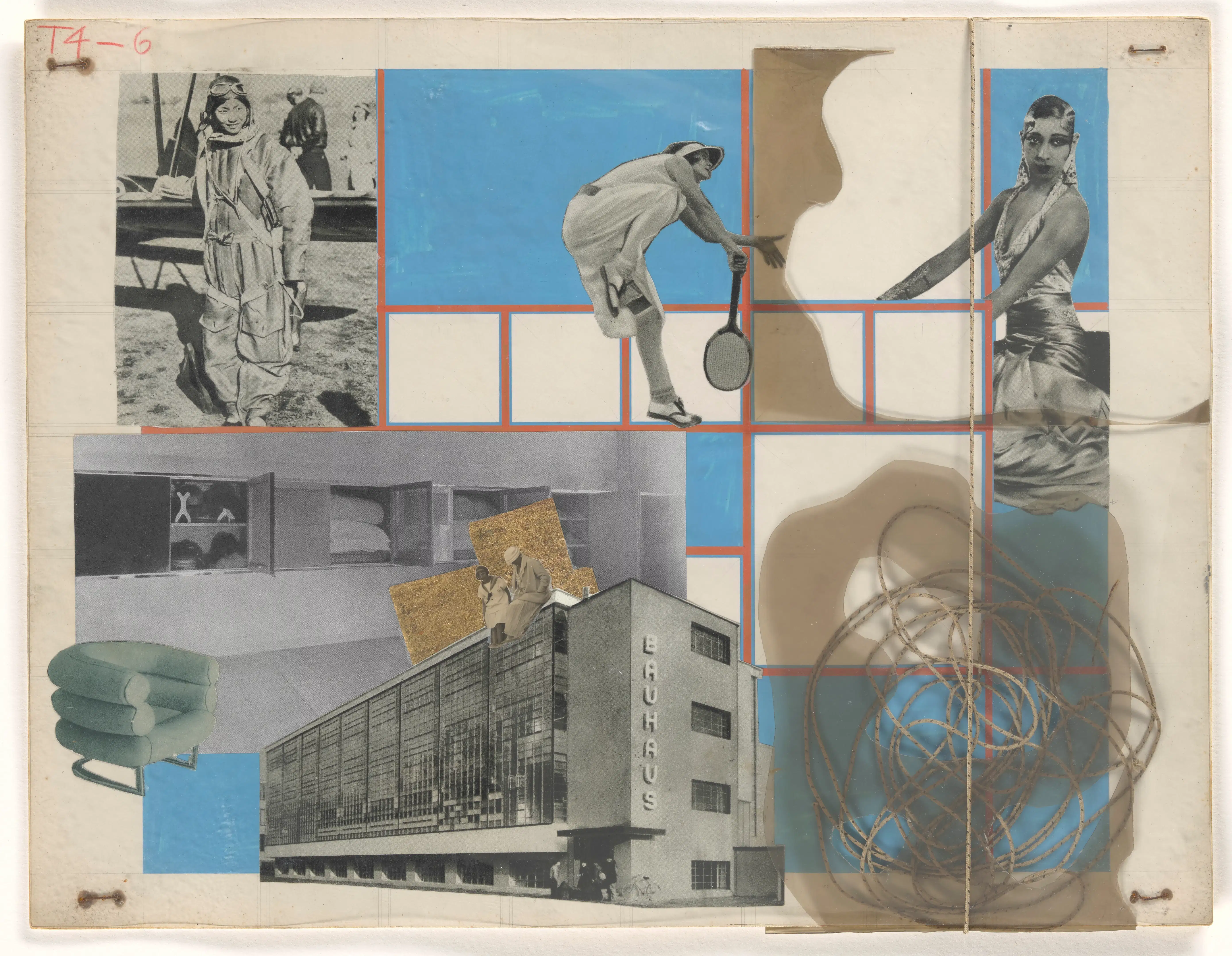 Eileen Gray collage, images of women, skein, and Bauhaus