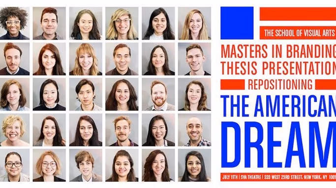 A 5x6 compilation of diverse people representing the school of visual arts.