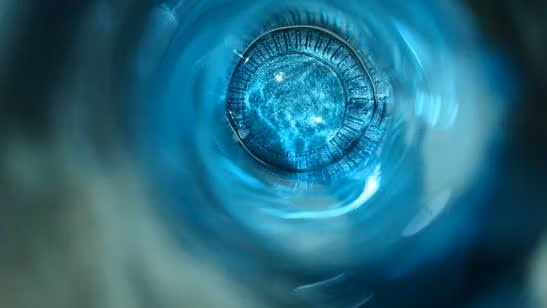 A photo showing a circular motion of a blue object.