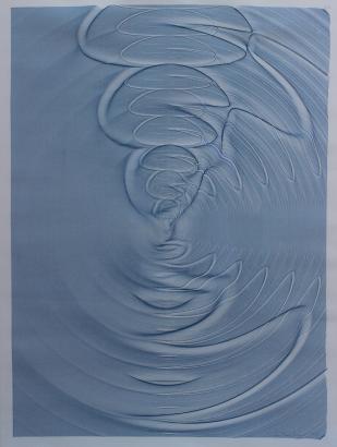 " A stone drop in water design on cloth "