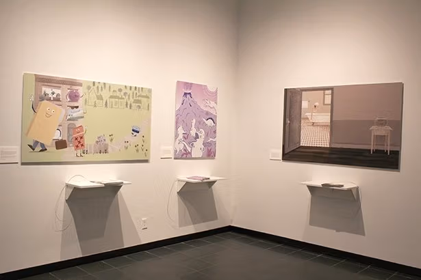 An art display of three paintings