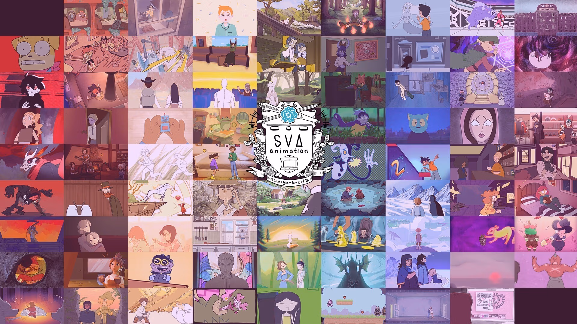 Collage of posters by BFA Animation students.