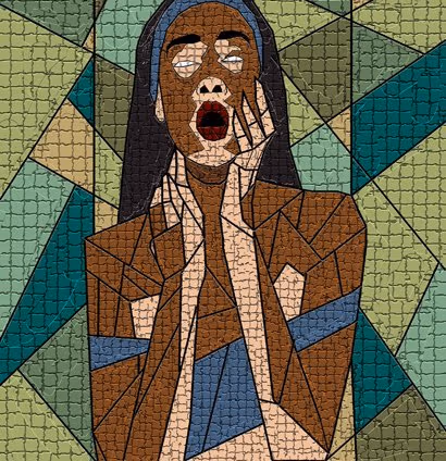Mosaic of black women screaming.