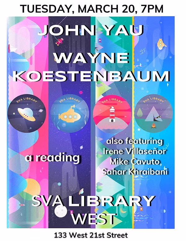 Five different authors will be at the SVA Library on Tuesday March 20 for a reading of their various books. The libary is located on 133 West 21st Street