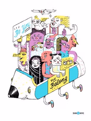 A bunch of animal looking things saying to be you.