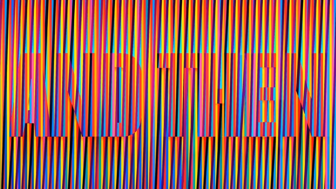 Bright rainbow neon lines with "AND THEN" behind them.
