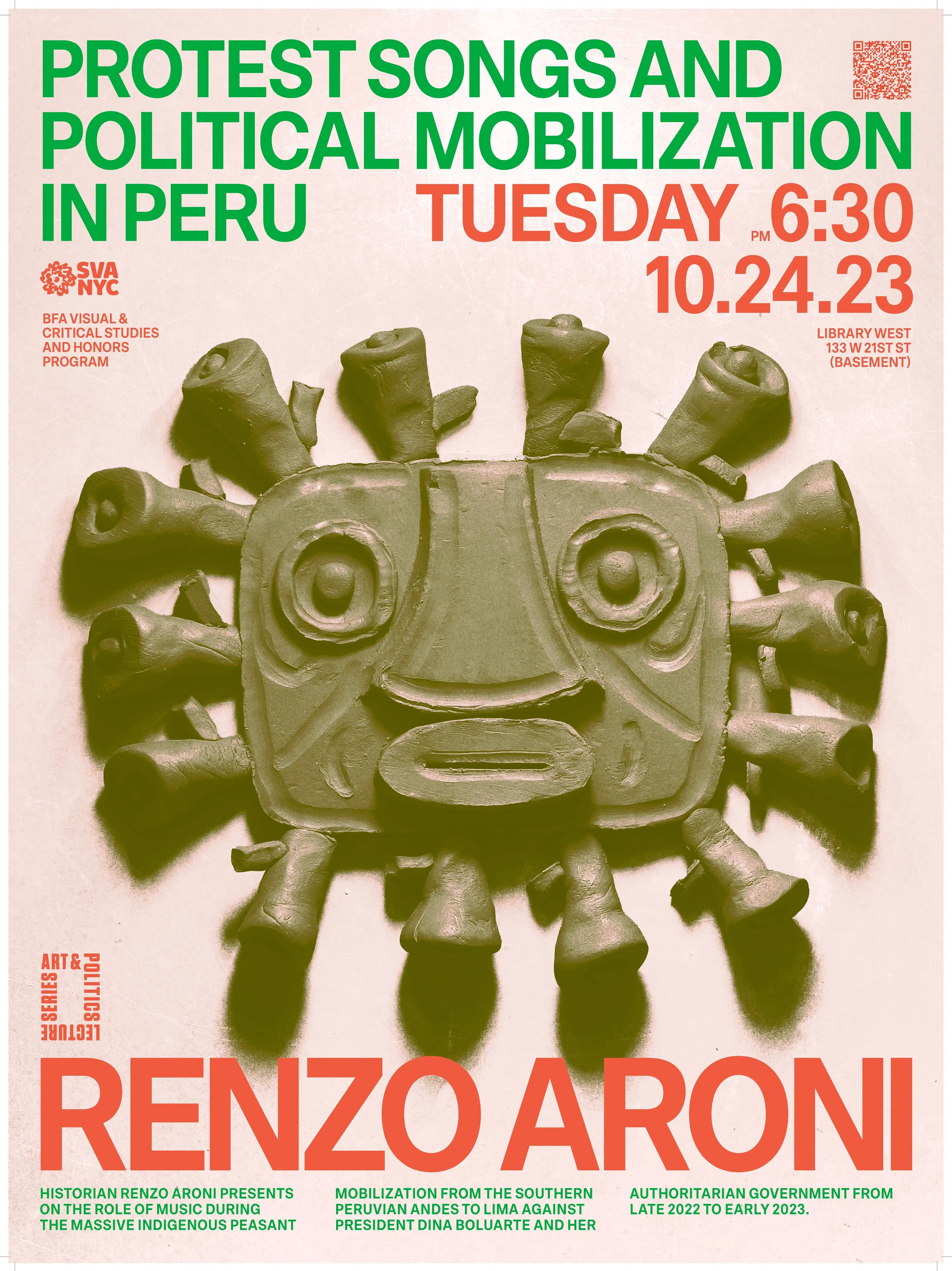 Poster for event, with clay face