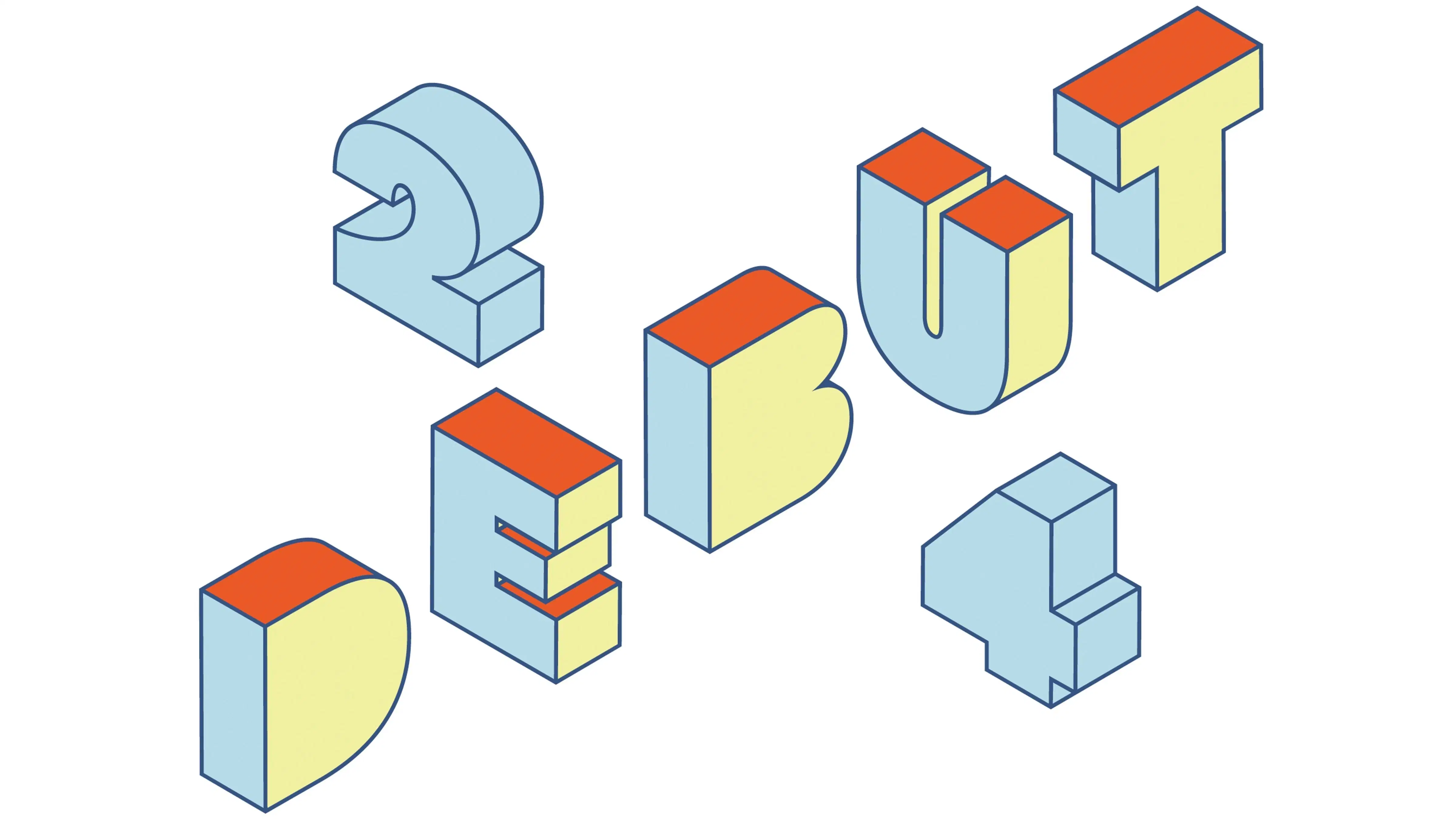 Block letters in blue, yellow and red spelling out, "Debut 24"