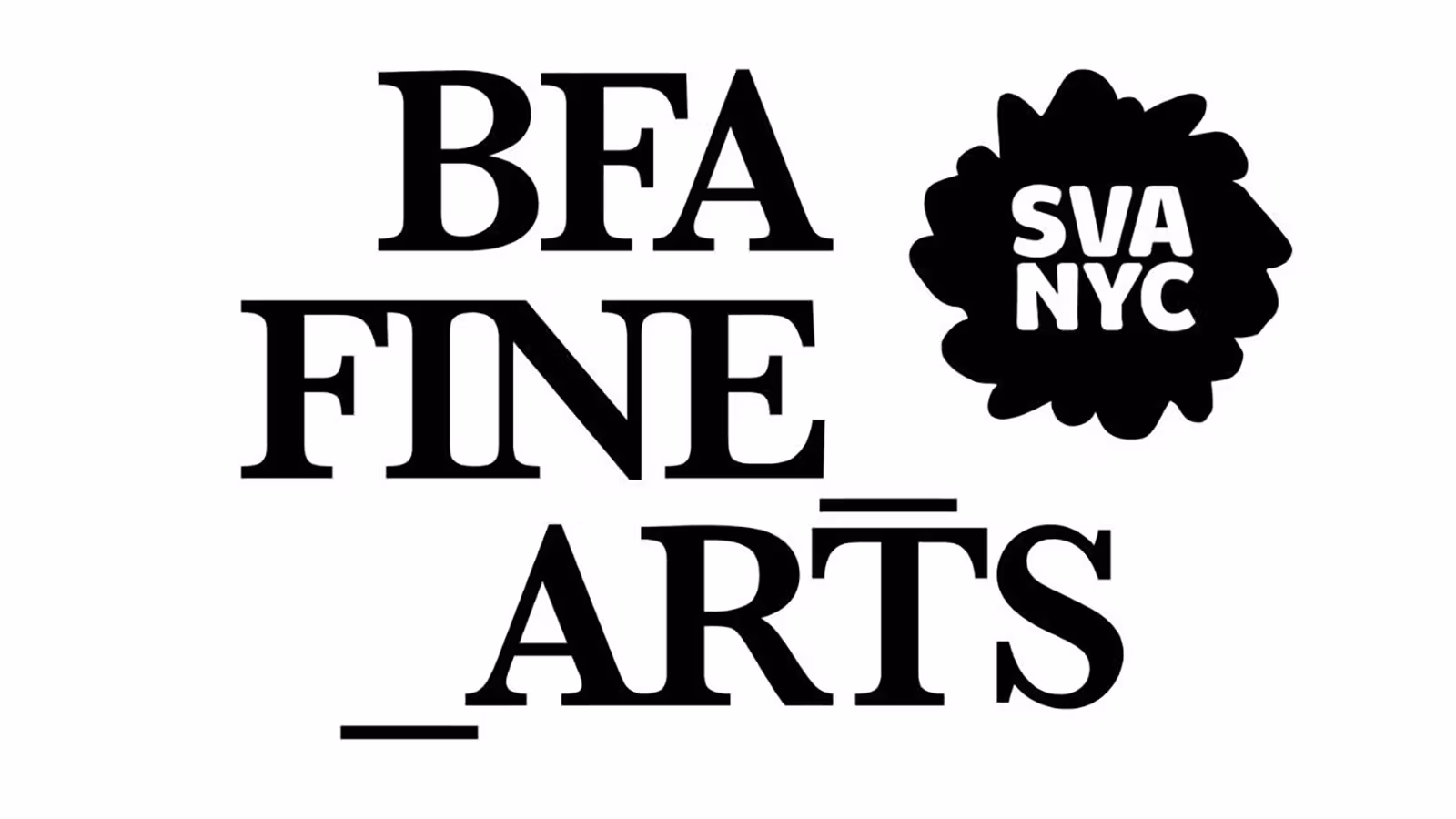 Logo for SVA BFA Fine Arts department in a serif font with "SVA NYC" flower logo in upper right corner.
