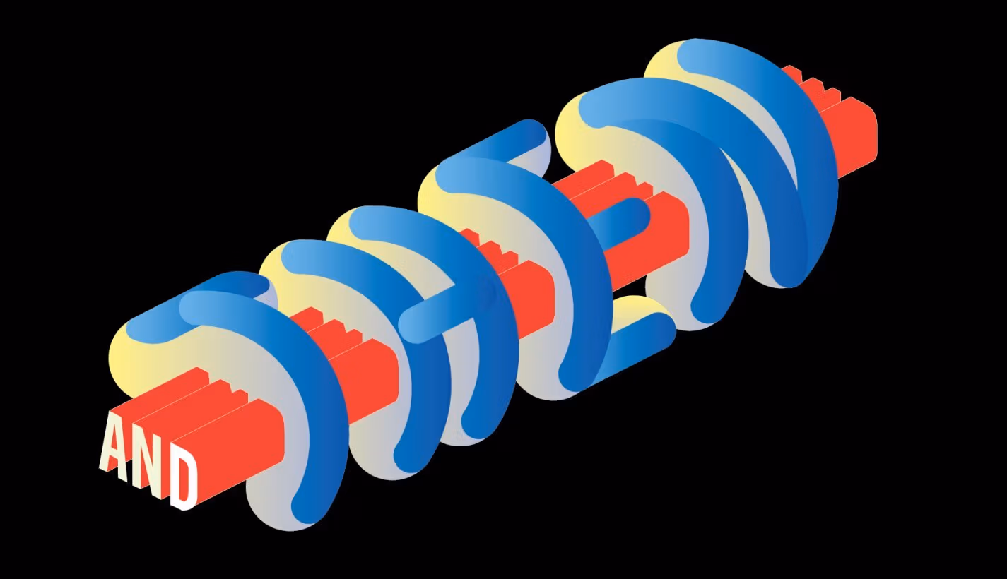 Graphic text of "And" in a red cylindrical form with "Then" in blue gradient bubble font wrapped around it.