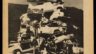 Cars piled on top of each other