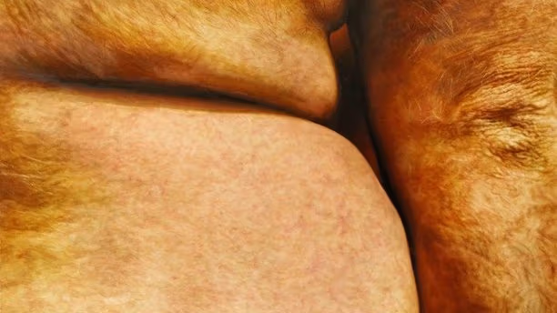 A close-up of various body parts.