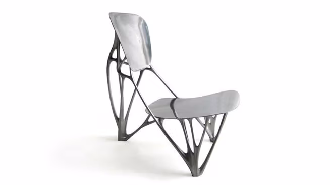 Joris Laarman Lab, "Bone Chair," 2006, cast aluminum. Photo courtesy of Joris Laarman Lab.**