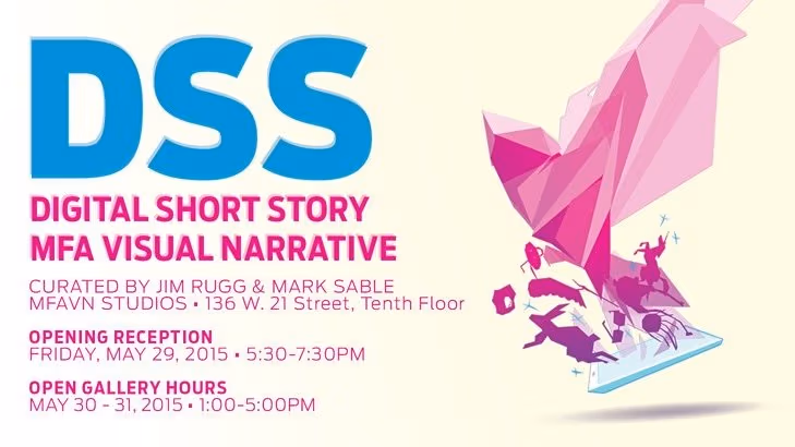 A poster with text and an image advertising a digital short story.