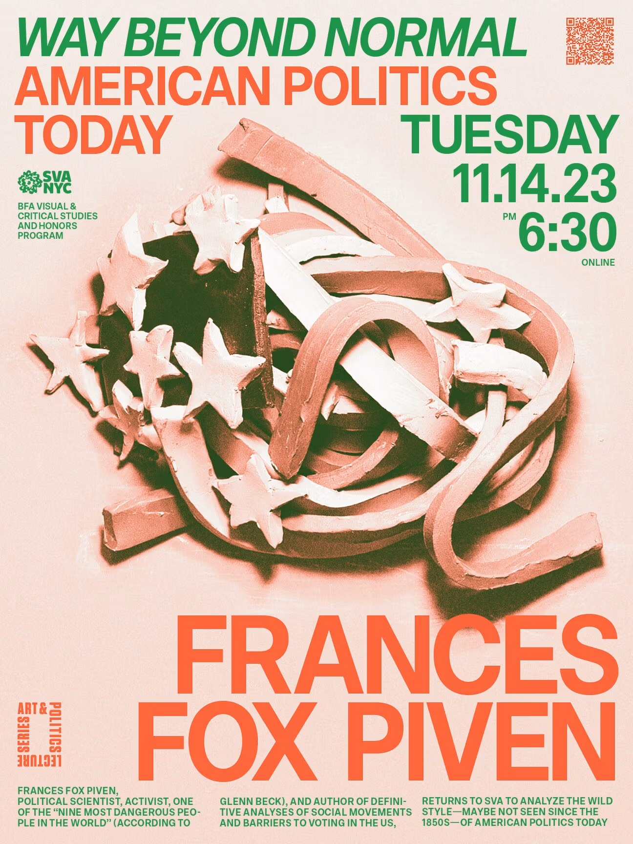 Poster for event, twisted clay American flag