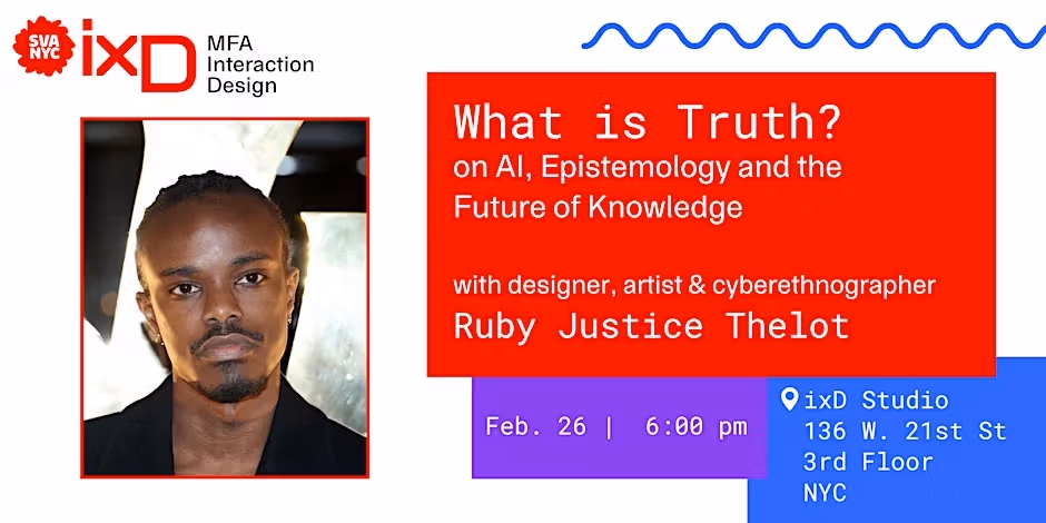 a graphic design image of a person's headshot next to a red block with white text in it