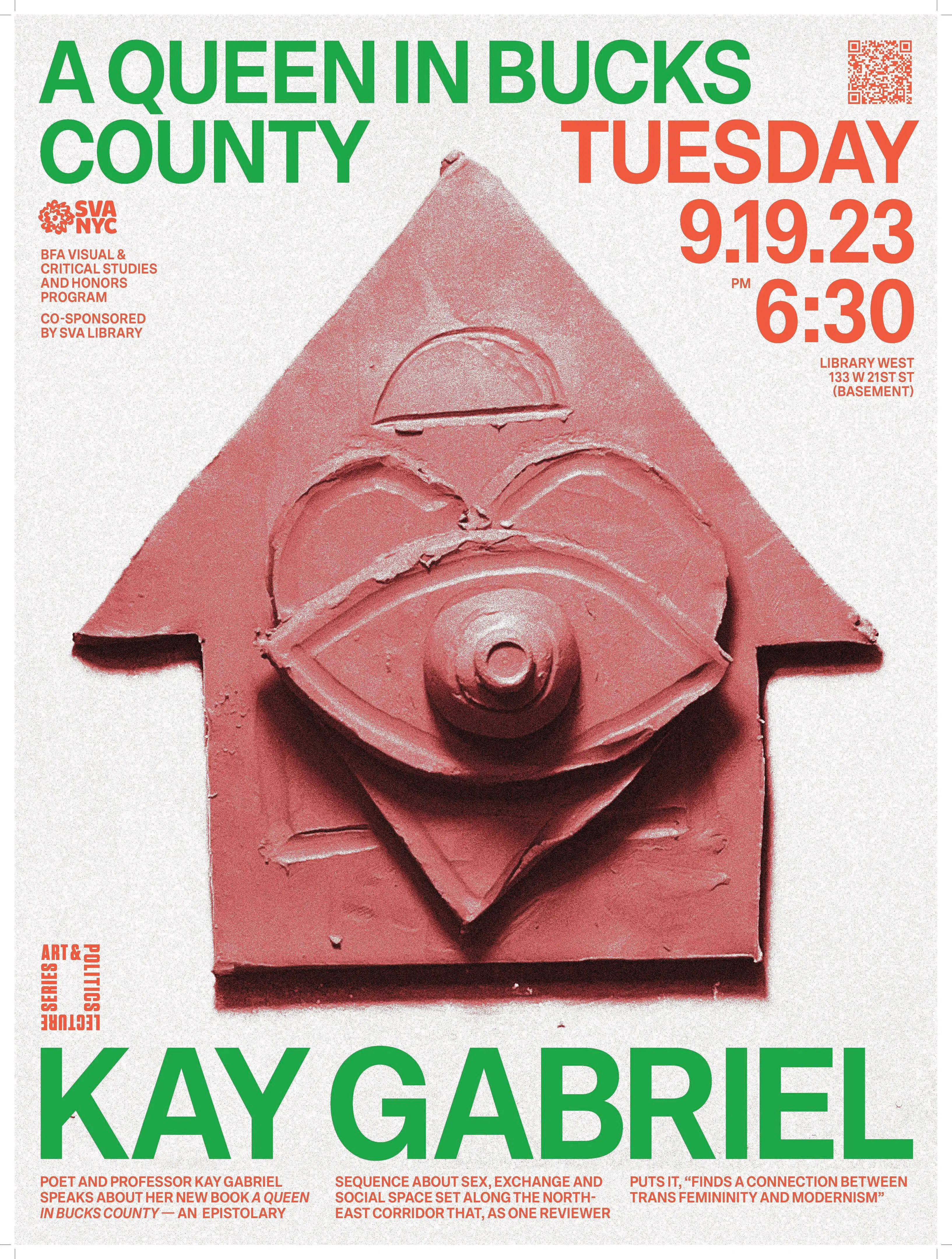 Poster for event, with title, details, and image of clay arrow and eye