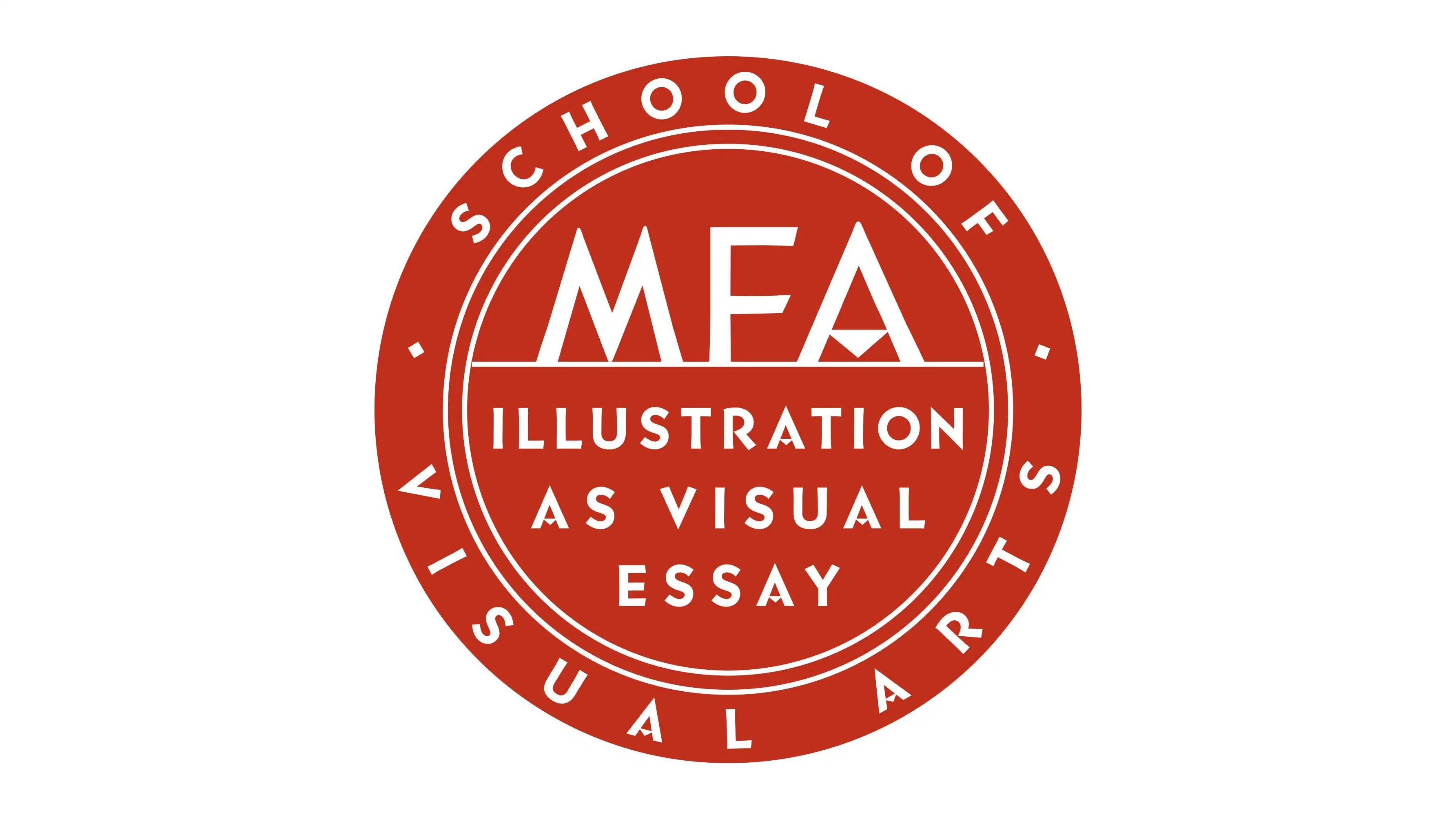 Logo for MFA Illustration as Visual Essay department at the School of Visual Arts, arranged in a circular badge-style graphic. 