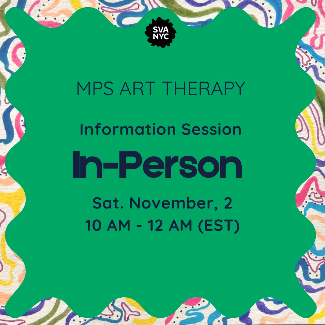 Text over a green background that reads "MPS ART THERAPY IN-PERSON INFORMATION SESSION"