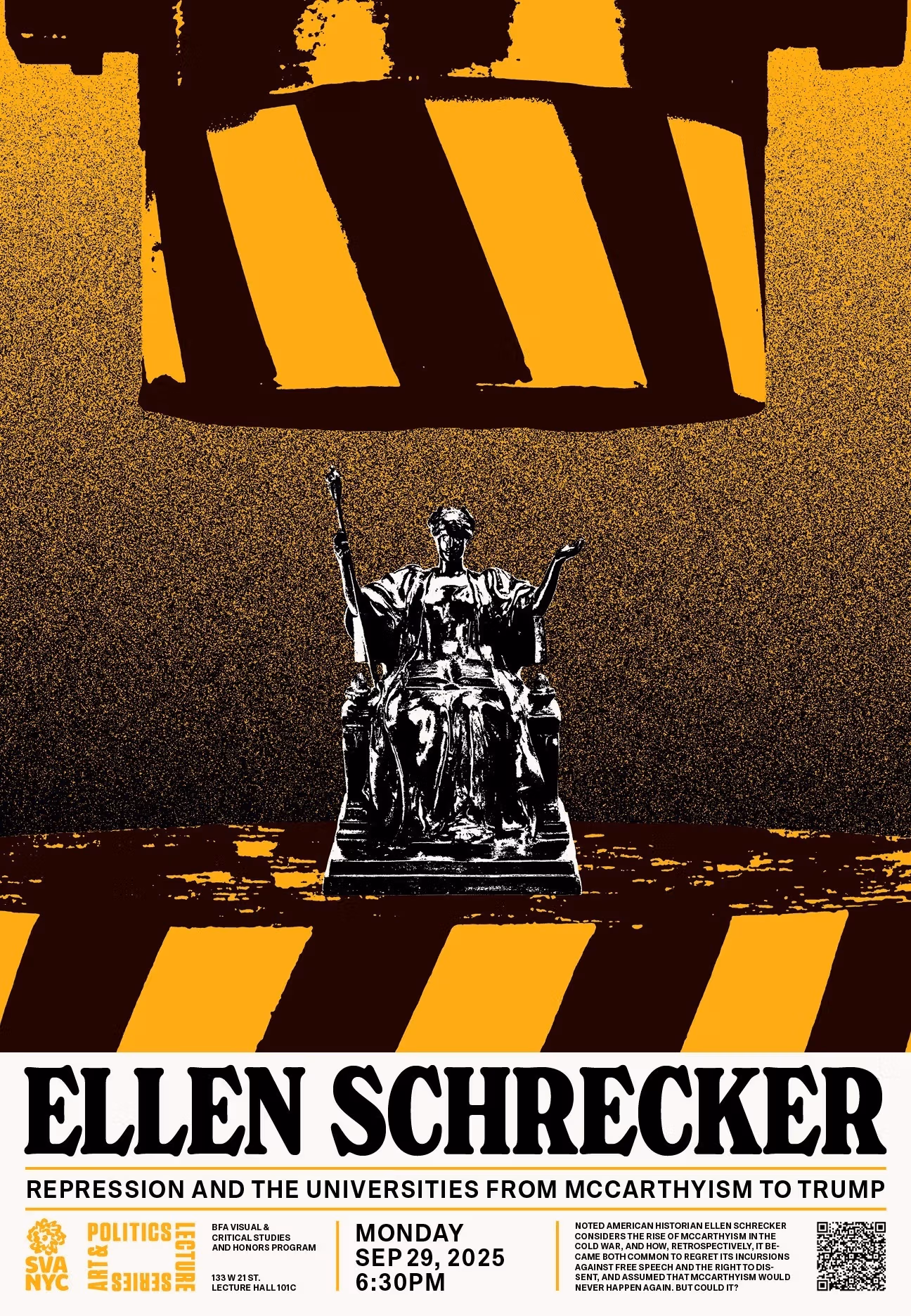 Statue of Minerva (symbol of Columbia University) being crushed