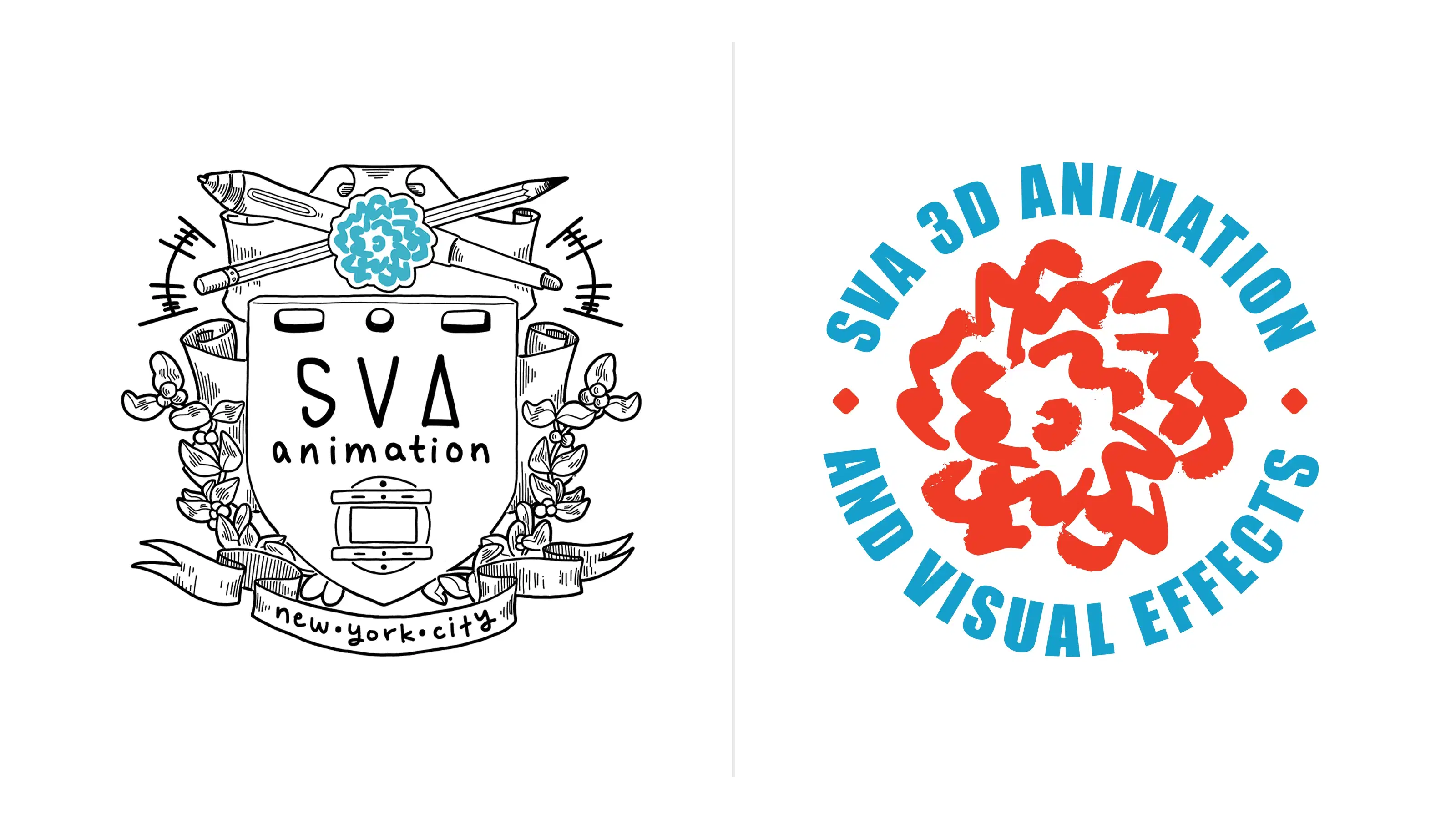 Logos for SVA Animation and SVA 3D Animation and Visual Effects, separated by a thin vertical line.