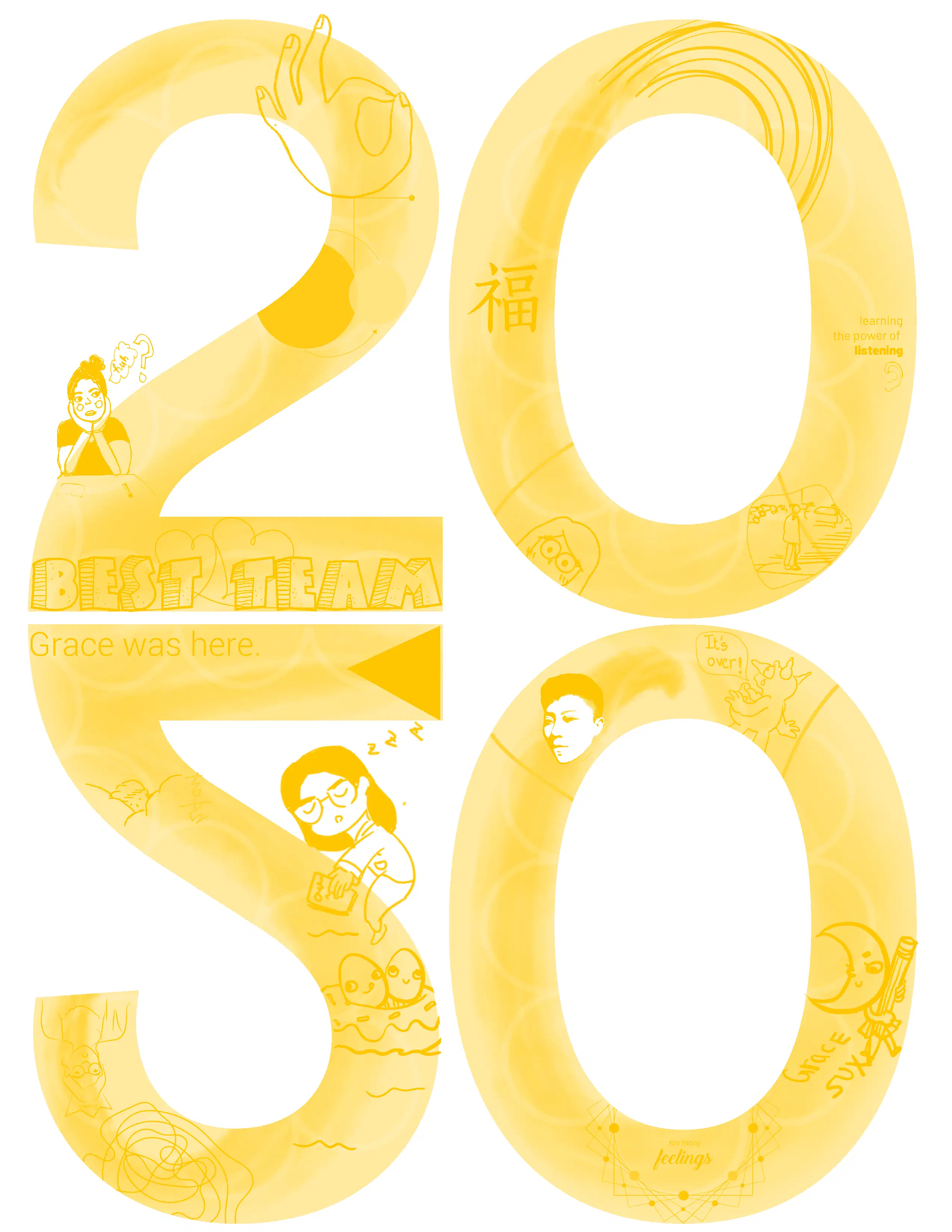 the number 20 and the reflection of the number 20 underneath, written in yellow