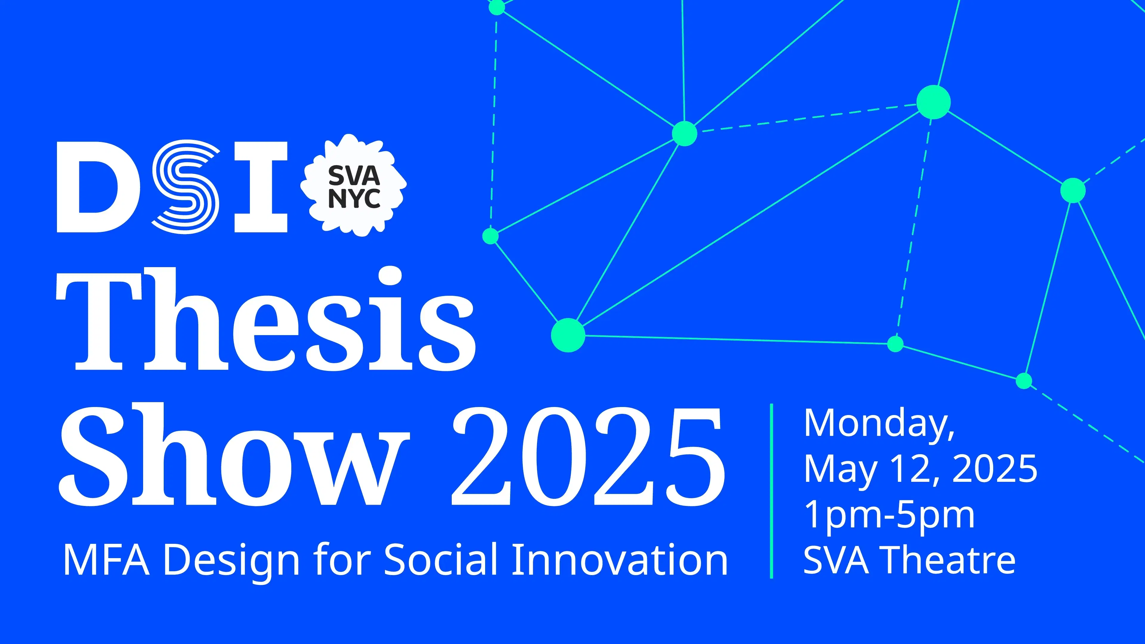 Text with cobalt blue background and tech green line and dot motif