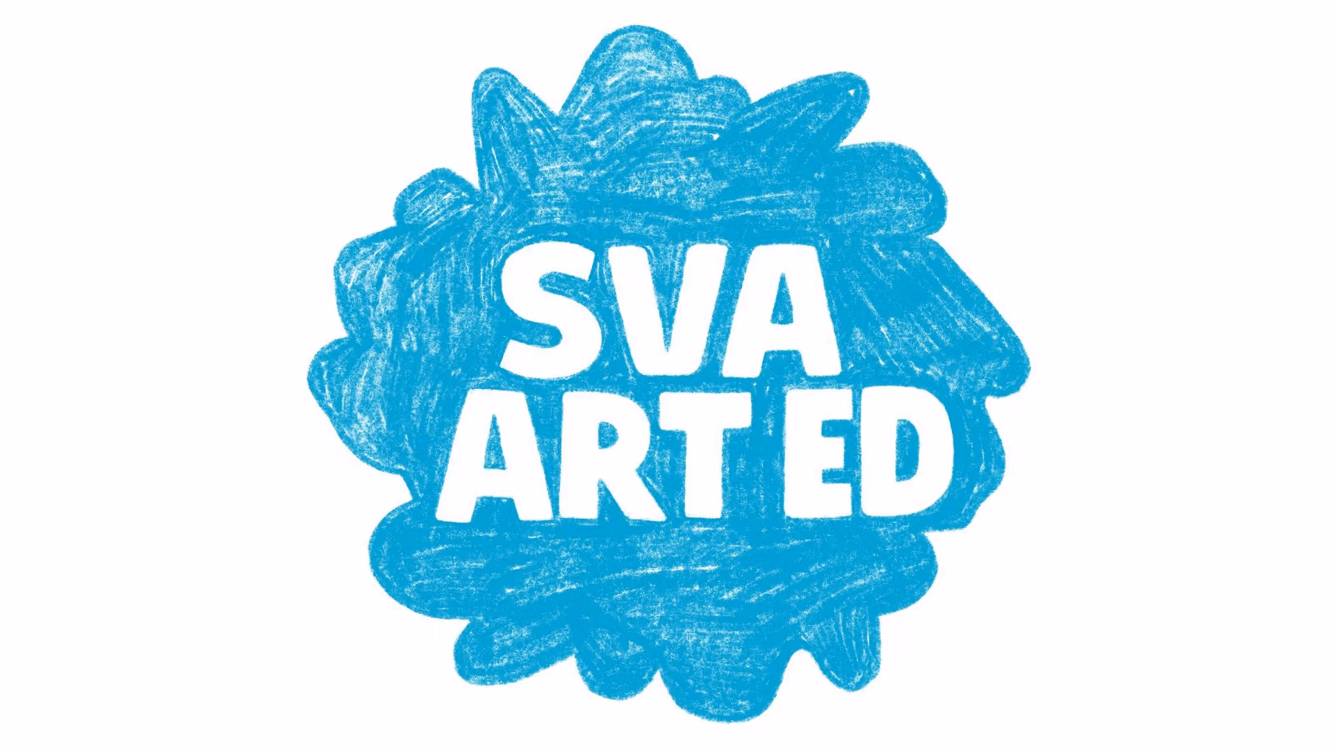 "SVA Art Ed" name inside the SVA flower brandmark, with its blue-colored background filled with sketched lines.