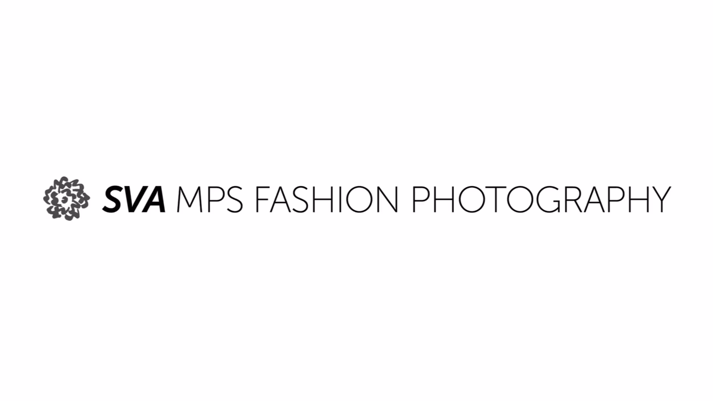 Logo for SVA MPS Fashion Photography department, with the College's flower brandmark to the far left of the sans-serif text. 