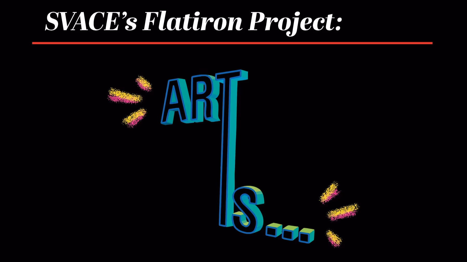 A graphic of the words "Art is" in a blue block font on a black background.