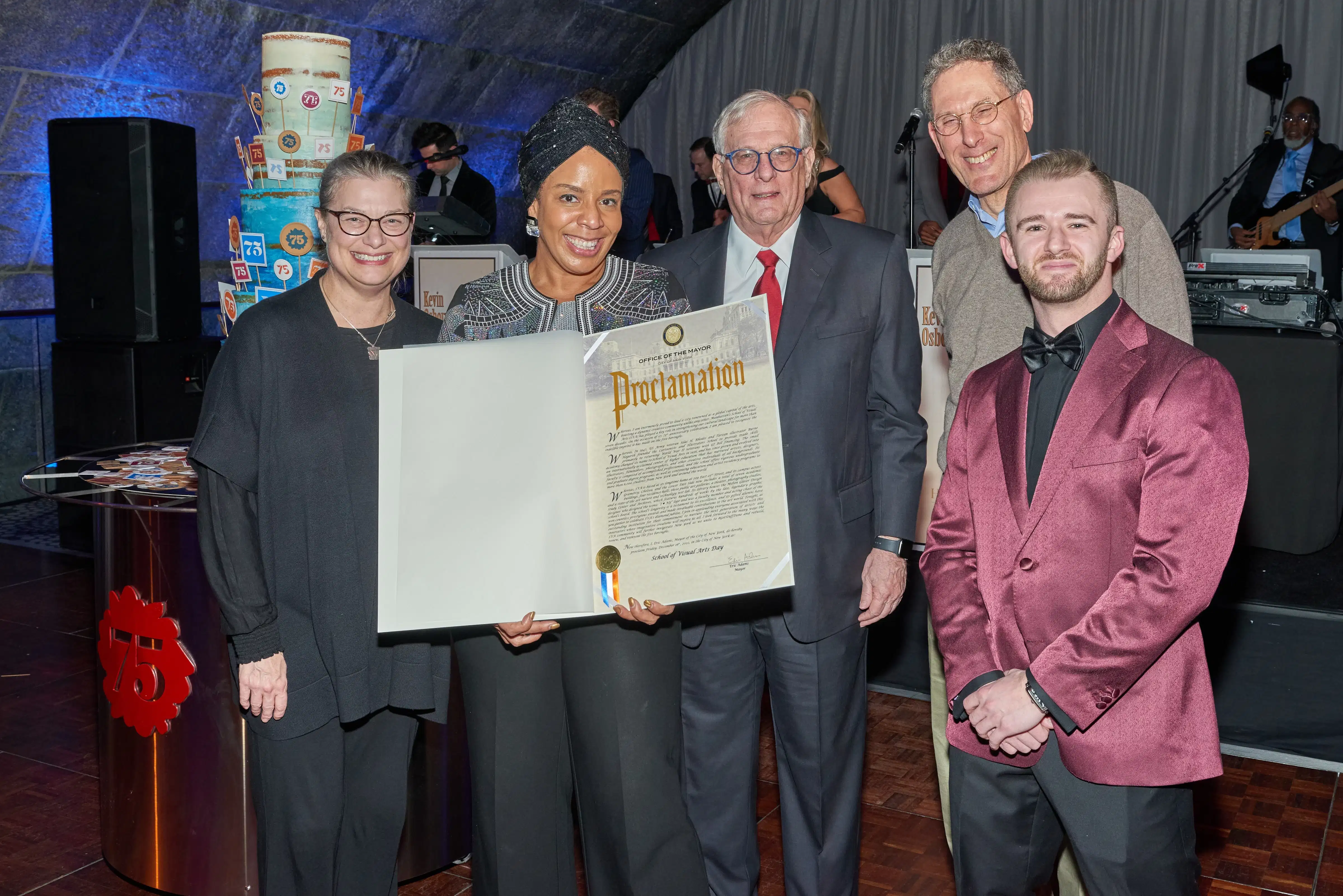 Commissioner Laurie Cumbo presents a special proclamation to SVA president David Rhodes