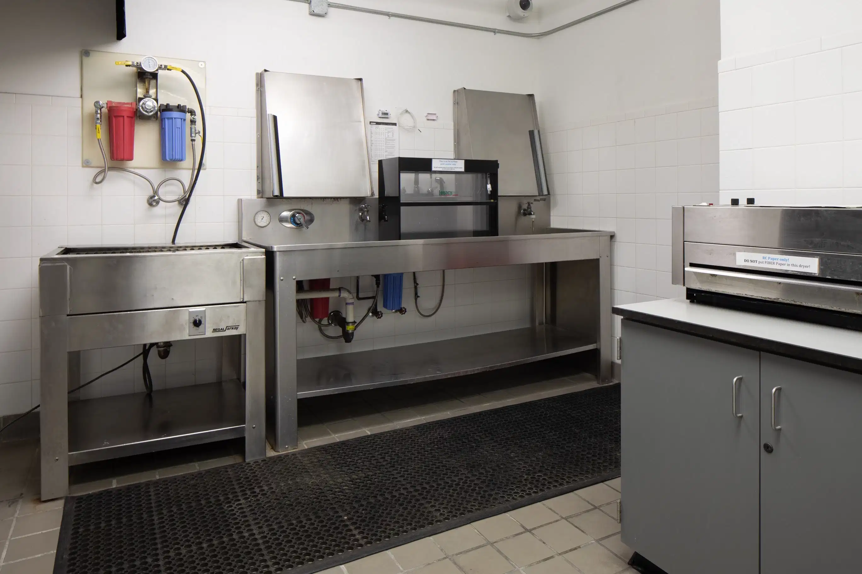 A sink with developing chemicals